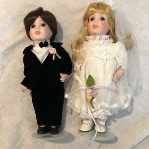 Marian Yu Vintage Porcelain Bride and Groom Dolls